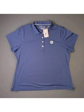 Peter Millar Women's Short Sleeve Button Polo Navy XL NWT
